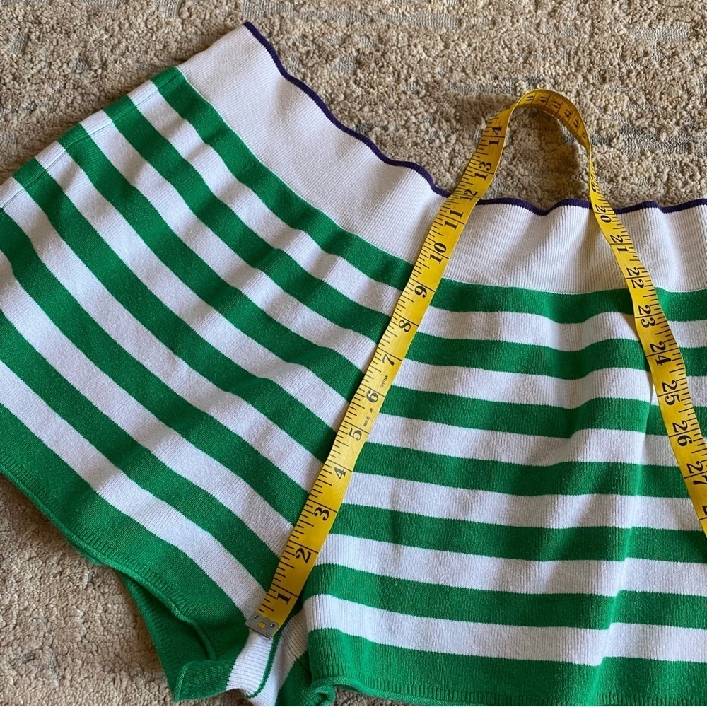 Daily Practice Anthropologie Green White Striped Shorts Tight Knit Cotton: XL - Picture 8 of 11